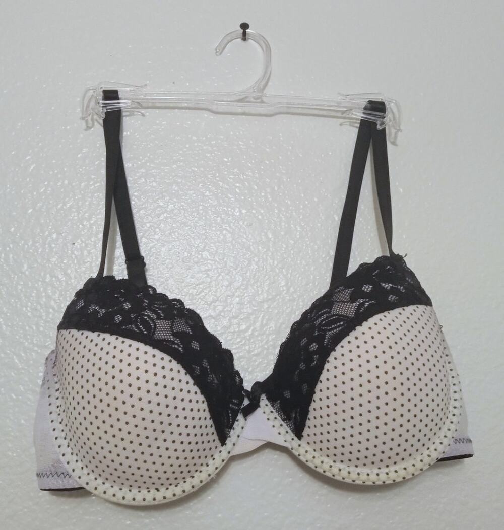 Jezebel Women's T-Shirt Push Up Bra White Black Polka Dots NEW W/O TAGS SZ 36B